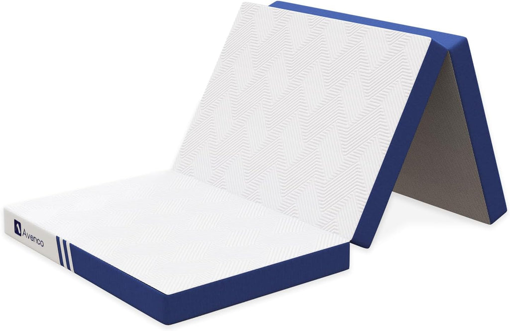 Avenco Foldable Mattress Single, Folding Mattress 4 Inch Memory Foam, Trifold Mattress Portable with Removable Cover & Detachable for Guest Room/Caravan/Camping/Travel, 75"x25"x4"