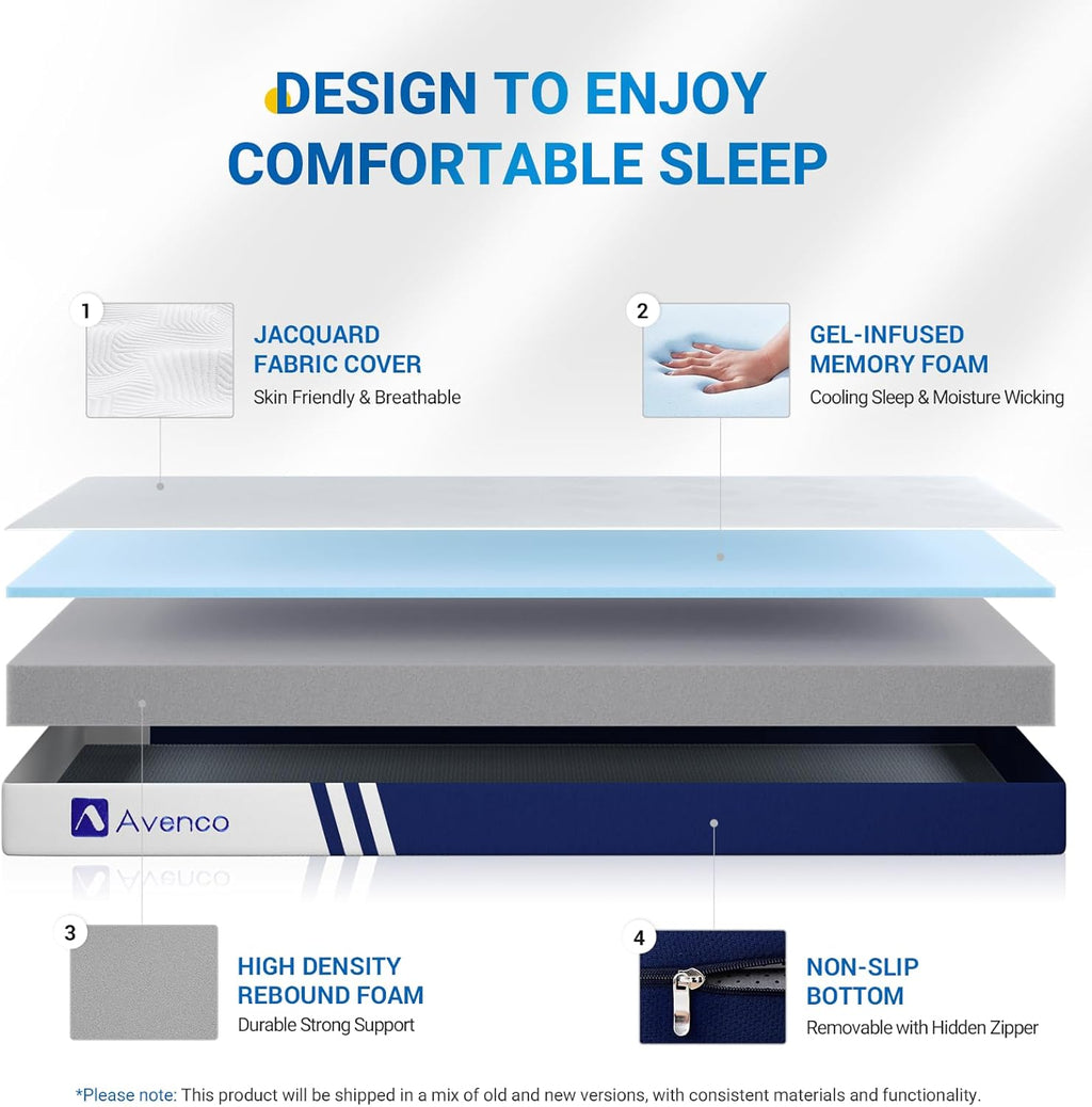 Avenco Foldable Mattress Single, Folding Mattress 4 Inch Memory Foam, Trifold Mattress Portable with Removable Cover & Detachable for Guest Room/Caravan/Camping/Travel, 75"x25"x4"